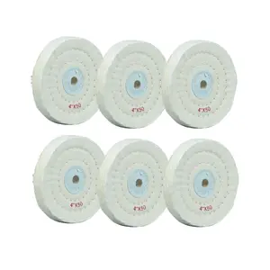 6 Packs 4 inch White Cotton Buffing Polishing Wheel Kit, Polishing Wheel for Buffer Polisher Medium Polish Pad with 1/2 Inch Arbor Hole