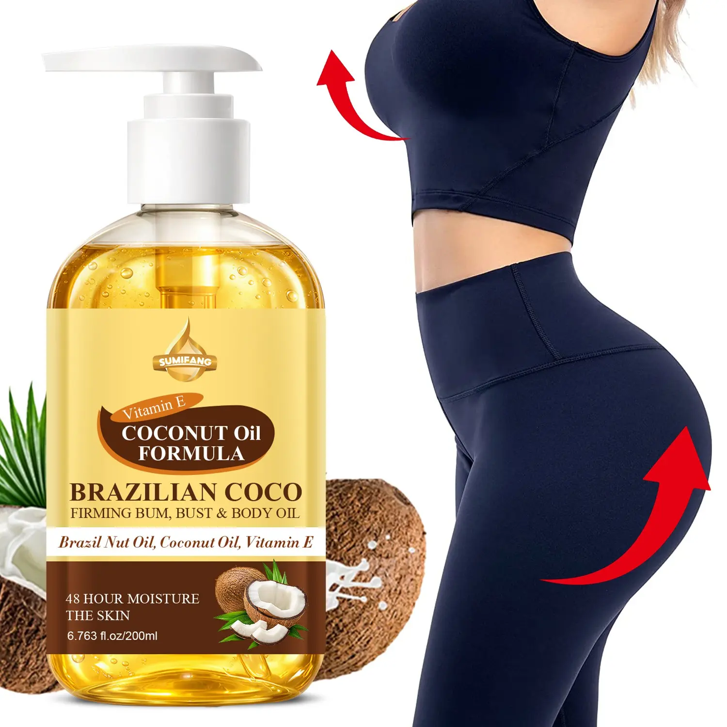 Brazil Nut Firming Body Oil 200ml | Oil Nourishing, Coconut Oil + Jojoba Oil + Collagen Peptides, Firms, Moisturizes, and Brightens | Refreshing, Lightweight and Non-Greasy, Creates a Perfect Curve Skin Tightening Oil