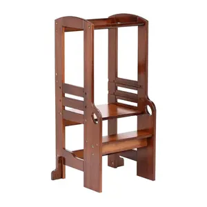 UNICOO Bamboo Height Adjustable Kids Kitchen Step Stool, Kids Learning Stool, Toddlers Stool, Toddler Standing Tower, Safe Step Stool for 1-5 Years Old Kids, Counter Step (M2.5)