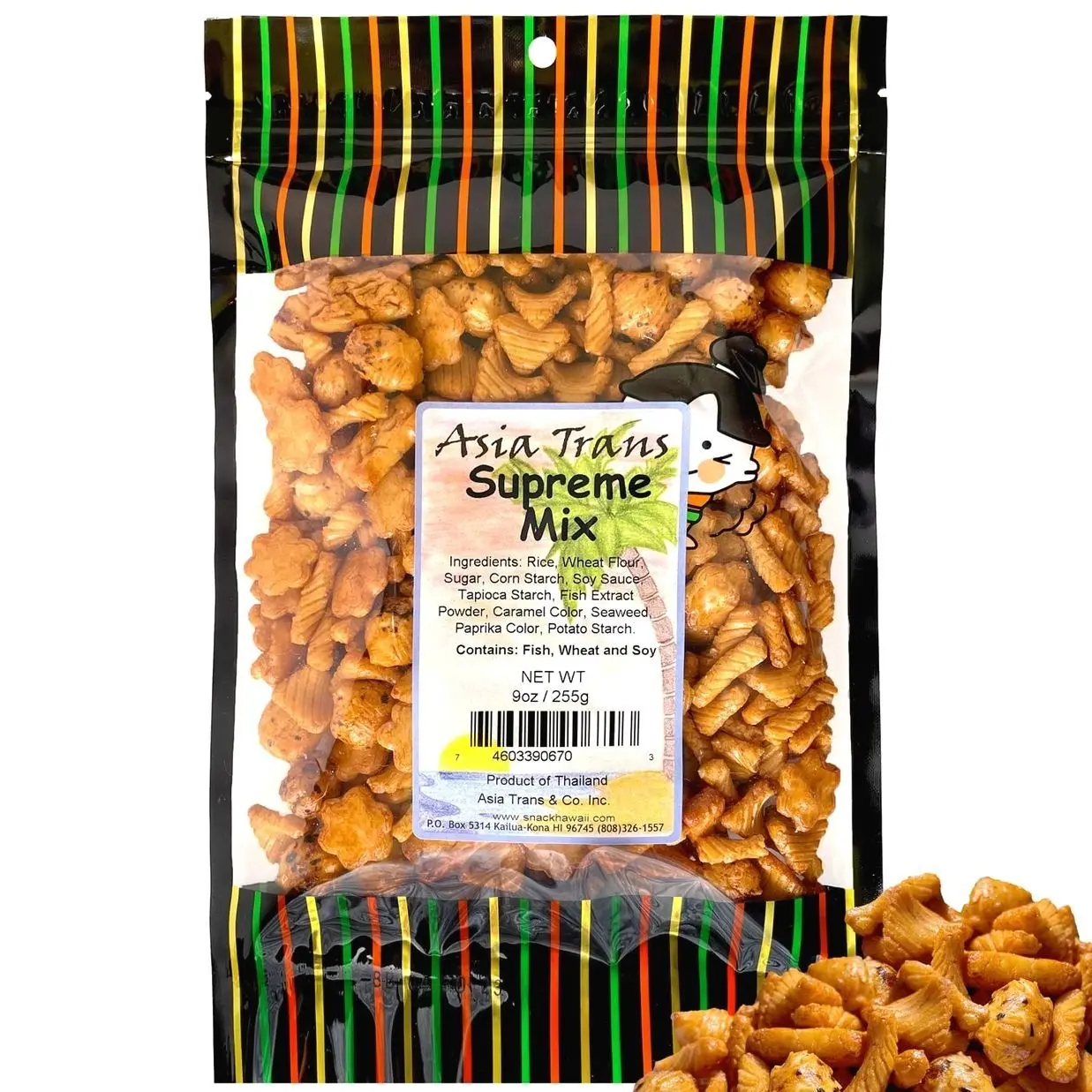 Traditional Supreme Mix Arare Rice Crackers, Mochi Crunch Snack Mix, Sweet, Salty & Umami Flavor, Crunchy Snack, 9 Ounce