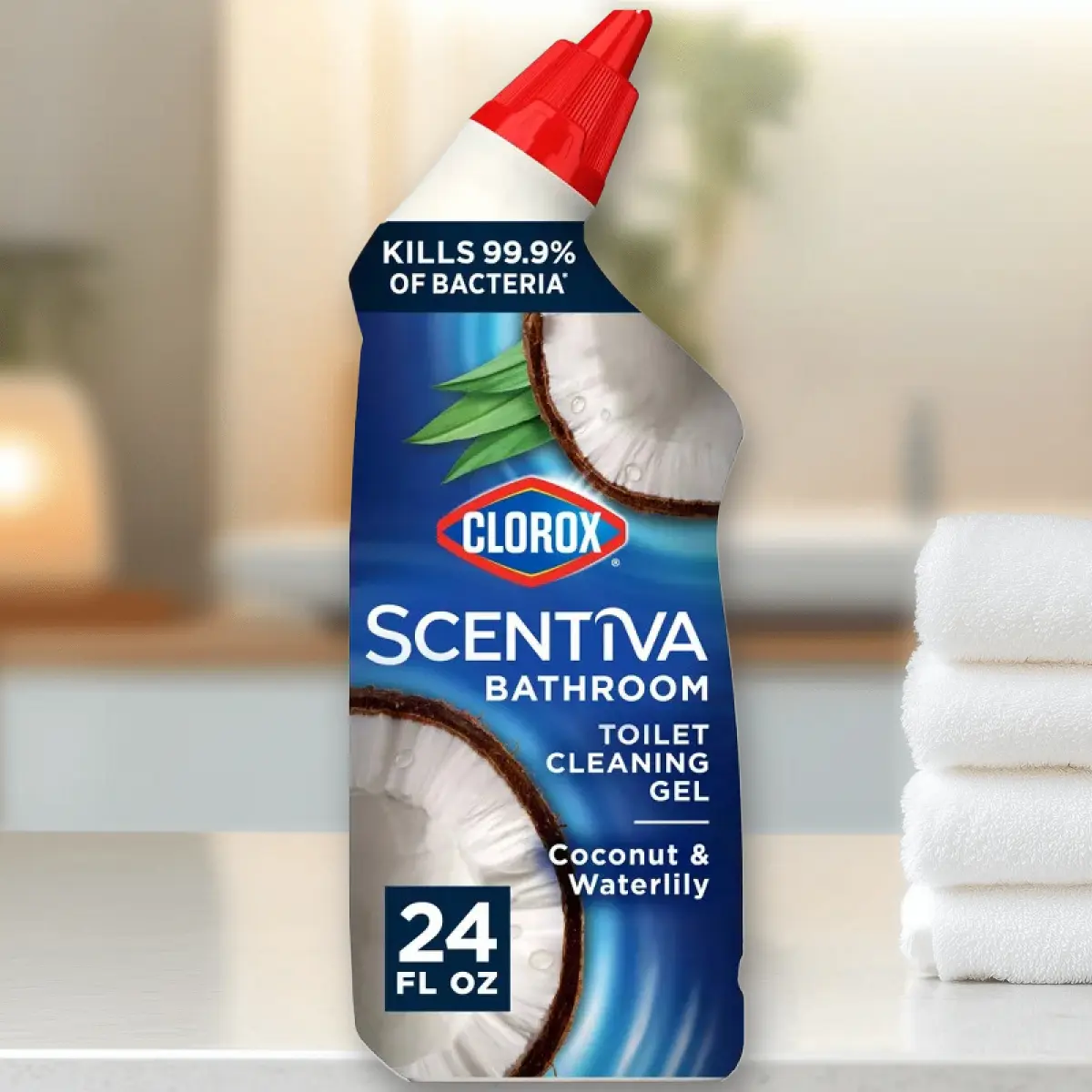 Clorox Coconut & Waterlily Toilet Gel 24fl oz - Toilet Bowl Cleaner, Coconut Waterlily Scent, 24fl oz, Clinging Gel, for Toilet Bowls