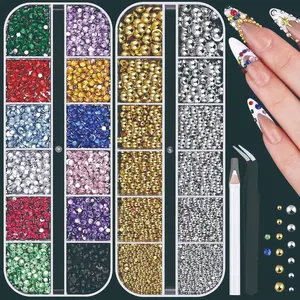 #Summervibes  24 Color 2-Pack Glitter Nail Art Rhinestones, DIY Flat Back Nail Stickers, Fashion Craft Decor Set, Handmade, Notebook, Shoe Accessories