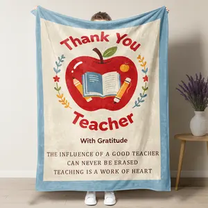 Teacher Appreciation Gifts Blanket - Thank You Teacher With Gratitude - Soft Fleece Throw for Educators, Mentors - End of School Year Gift, Christmas, Retirement