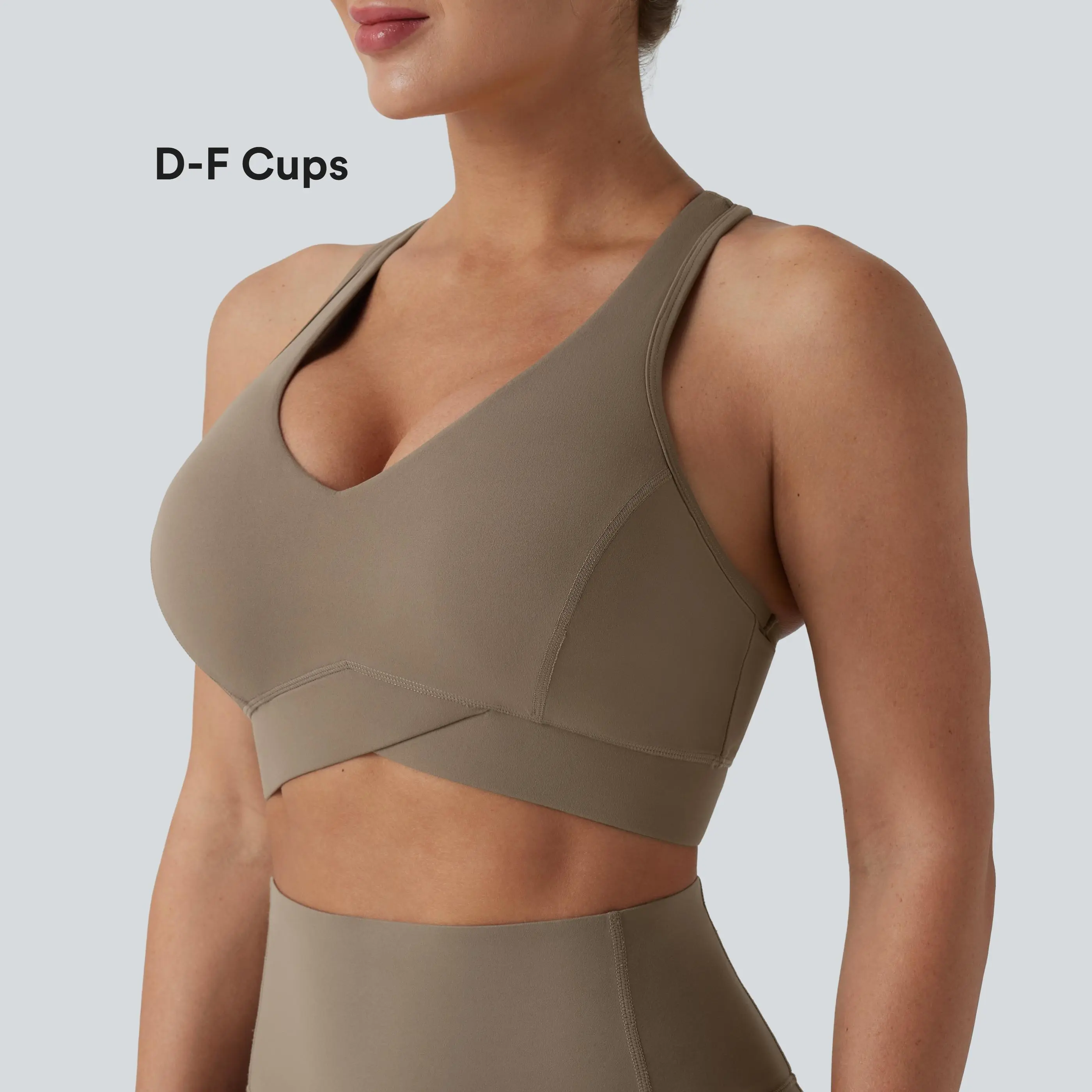 Halara UltraSculpt™ Light Support V Neck Racerback Running Sports Bra D-F Cups