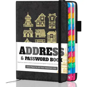 Address Book with Colorful Alphabetical Tabs (4.7" X 6.2") – Telephone Address Contact Book for Seniors, Address Book with Space for Website Address and Internet Passwords (Black)