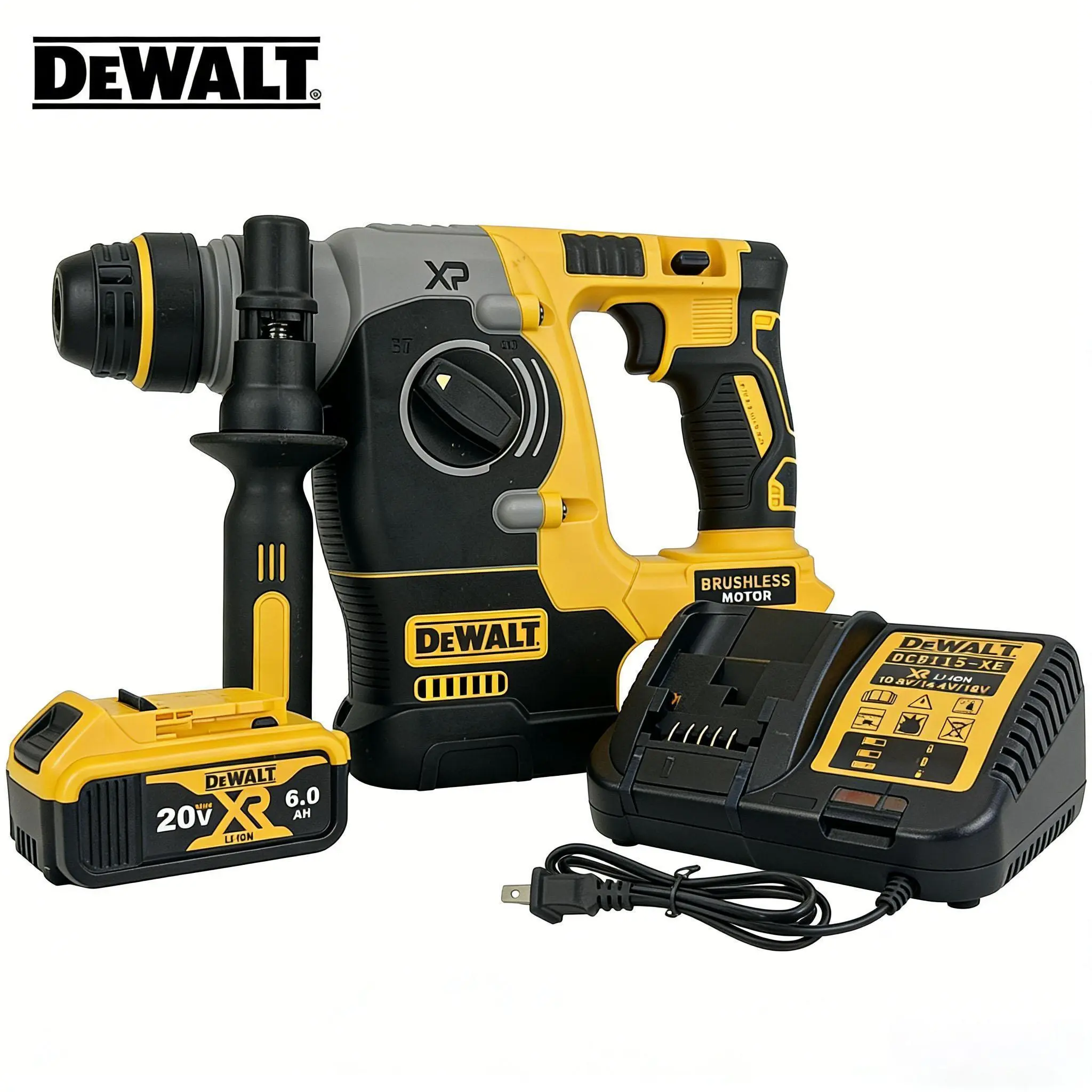 Heavy Duty DEWALT Brushless SDS Rotary Hammer Drill 3-in-1 Function  Hammer with Full Battery & Charger Kit for tool torque