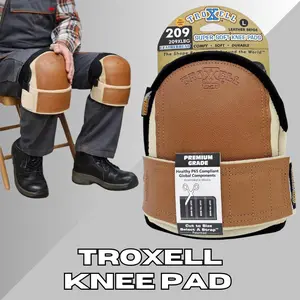 TROXELL USA SuperSoft Leatherhead Kneepads – Large Size – Ultra-Soft Comfort, Bagged in Pairs
