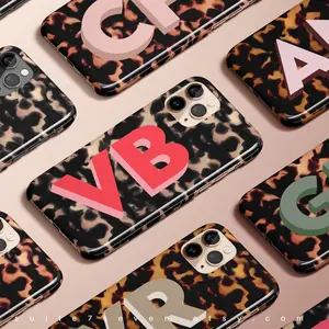 Tortoise Shell Monogram Phone Case, Phone 13 Case, Phone 15 Case,  Big Initials, Personalized,Phone 15 Pro Max