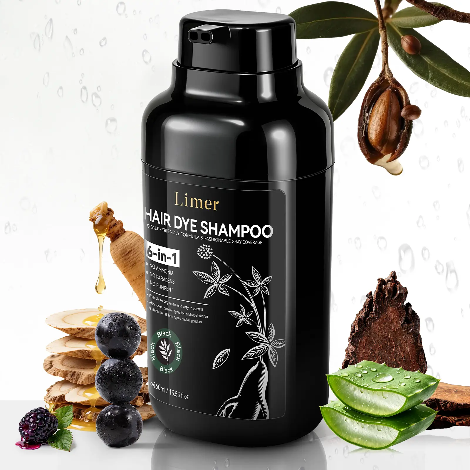 [Upgraded Packaging]Limer Multicolor Hair Dye Shampoo 6 in 1, Grey Coverage, Hair Color