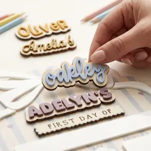 Custom Wooden Name Magnet for Back to School Chalkboard - School Memory Keepsake Personalized First Day of School Sign with Custom Name Magnets - Back to School Board