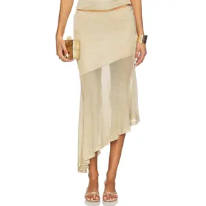 Runaway The Label Elaine Flounce Midi Skirt in Gold