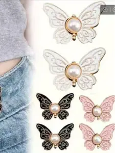 6-Piece Butterfly Waist Cinchers Adjustable Loose Jeans Button Pins, Detachable Waist Adjusters, Unisex Fashion Accessories, Butterfly Waist Clips