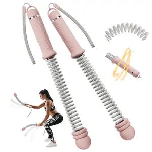 Cordless Battle Ropes Weighted Third Generation New Upgrade, Quiet Ropeless Training Rope Fitness Equipment for Home Gym, Portable Exercise Battle Rope for Women & Men, Indoor & Outdoor Workouts Pink/Black