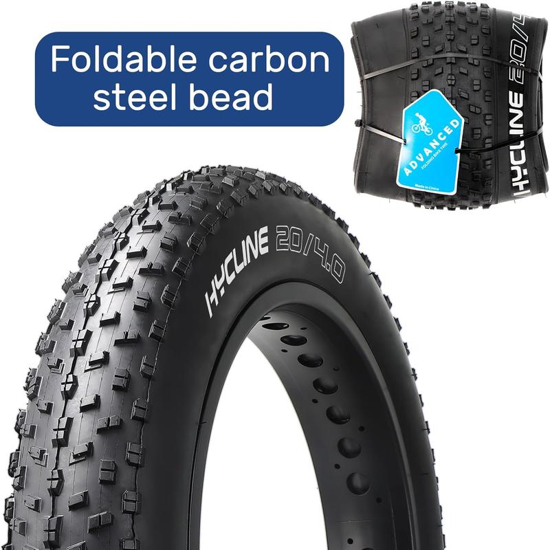 Hycline Fat Bike Replacement Tire: 20x4.0/26x4.0 Inch High-Performance Wear-Resistant Folding MTB Bicycle Tires, All-Terrain High-Density for Street or Trail Riding