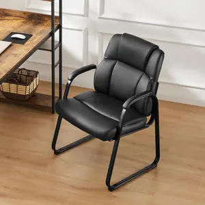 Ergonomic Padded Backrest Office Chair Waterproof PU Leather Waiting Room Seat Thickened Sponge Cushion Arms Home Chairs