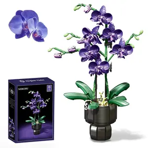 Purple Orchid Flower Building Blocks Set, Adult Creative Gift Ornament, Elegant Home Decor DIY toy , 3D Flower Botanical Blocks Model, Botanical Collection Kit for mom / Girls, Mother's Day/Christmas/ birthday/Valentine's Day Gift for Her, 666PCS