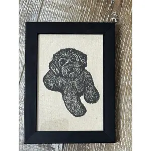 Doodle Dog Machine Embroidered and Framed! Unique Canine Charm Tabletop Decor for Home or Office! Other Designs and Breeds Available! Desktop Decoration Signs