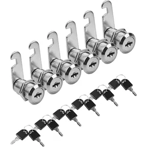 Cabinet Locks, 6 Pcs Keyed Alike 1-1/8 Inch (30mm) Cylinder Locks, Zinc Alloy Cam with Keys for Cabinet, Drawer, RV and More