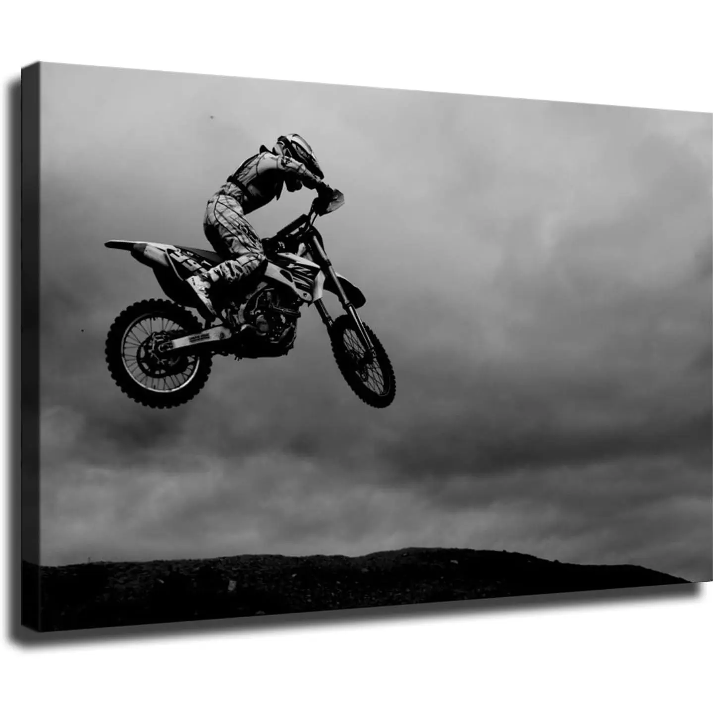 Motocross Rider Dirt Bike Jump Extreme Sports Canvas Poster - Artistic No-Frame Photo Print, Modern Home Office Decoration Wall Art Ornaments