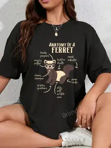 100% Cotton Ferret Anatomy Funny Animal Lover Polecat Paw Pet Owner Gift Men Women Kids T-Shirt