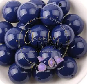 20mm “Blue Ink” Solid Bubblegum Acrylic Beads