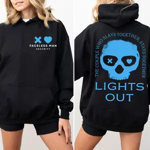 [Graphic Hoodie]💀Lights Out Hoodie & T-Shirt – Blue Skull Graphic Pullover, Dark Romance Sweater, Into Darkness Unisex Streetwear, Casual Fall Outfit, Trendy Oversized Hoodie, Gift Idea for Men & Women, Gothic Book Merch