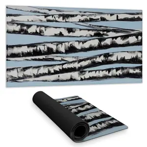 360 Stand Rectangular Mousepad, 16x32 in. Modern Pastel Birch Trees Design - Waterproof Face White Office Desk Mat for Home Decor, Desk Protection