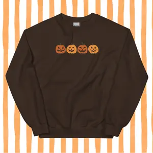 Jack O Lantern Pumpkin Halloween Crewneck - Unisex Apparel Relaxed Fit Printed In The USA Clothing Womenswear Casual Comfort Cotton Top Athletic Boho Chic