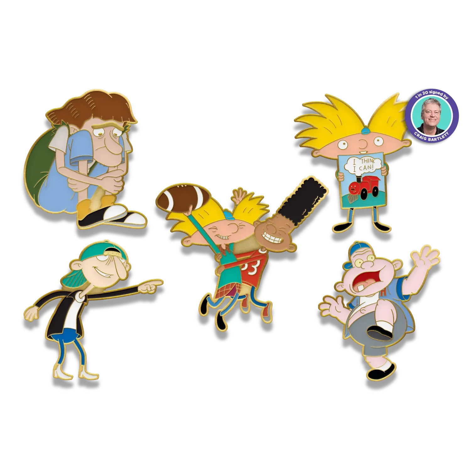 Hey Arnold! Stoop Kid Mystery Pin Set | 1 in 20 Signed by Craig Bartlett