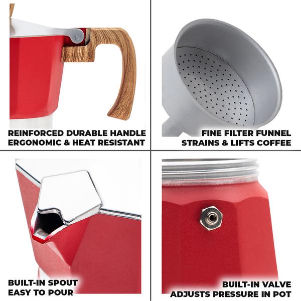 Kitchen Stovetop Espresso Maker - Moka Pot - Percolator Coffee Maker - Classic Cuban & Italian Espresso - Portable Coffee Maker for Camping & Travel