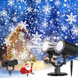 Christmas Double Head Snowflake Projector -  Upgraded Multi-Mode, High Brightness, 360°Rotating, Waterproof - Suitable for Christmas, Yard, Indoor and Outdoor Holiday Decorations-Ice Blue