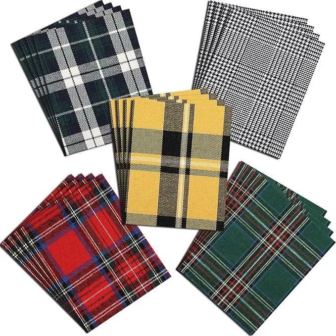 20 Pieces Iron-on Plaid Patches Buffalo Fabric Plaid Patches Heat Transfer Vinyl Plaid Patches Plaid Iron on Repair Patch for Valentine's Day Clothing Jeans Repair Decor, 5 Styles