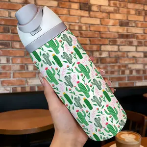 32oz Insulated Tumbler with Straw, Stainless Steel Large Capacity, Creative Cactus Pattern, Perfect Gift for Women, Home & Outdoor Use