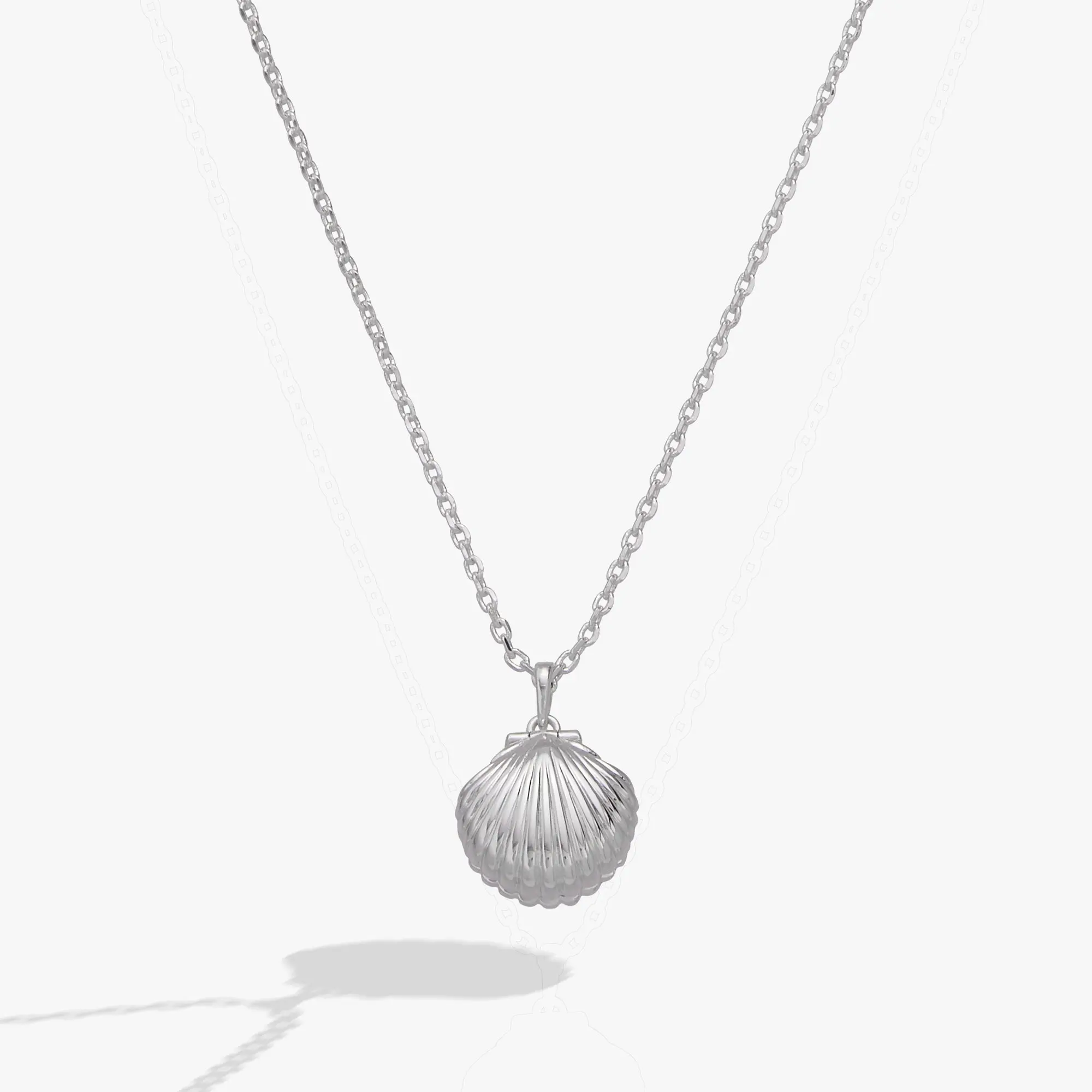 Salt + Sea Seashell Locket Pendant Necklace | Pearl & Hidden Message Locket by ALEX AND ANI – Silver