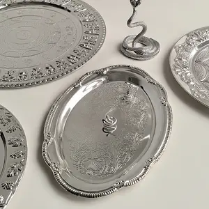 Luxury Silver Lace Tray - Exquisite Jewelry Organizer for Vanity, Elegant Fruit & Dessert Plate for Home