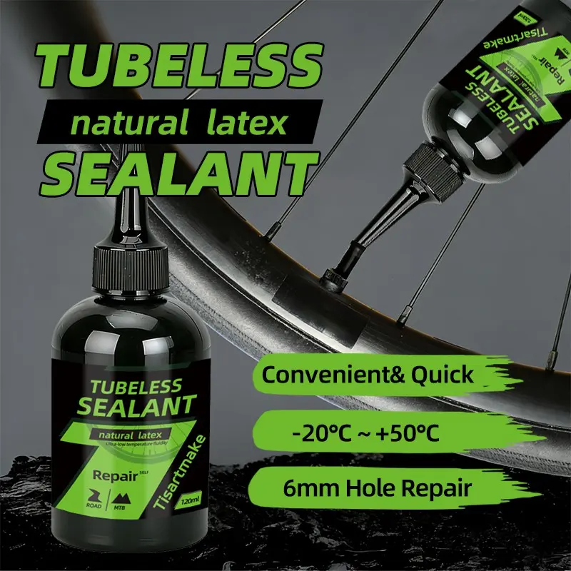 120ML Natural Latex Bike Tire Sealant, Quick Repair for 6mm Punctures, Universal for Mountain and Road Bikes, No Inner Tube Needed, Bicycle Accessories