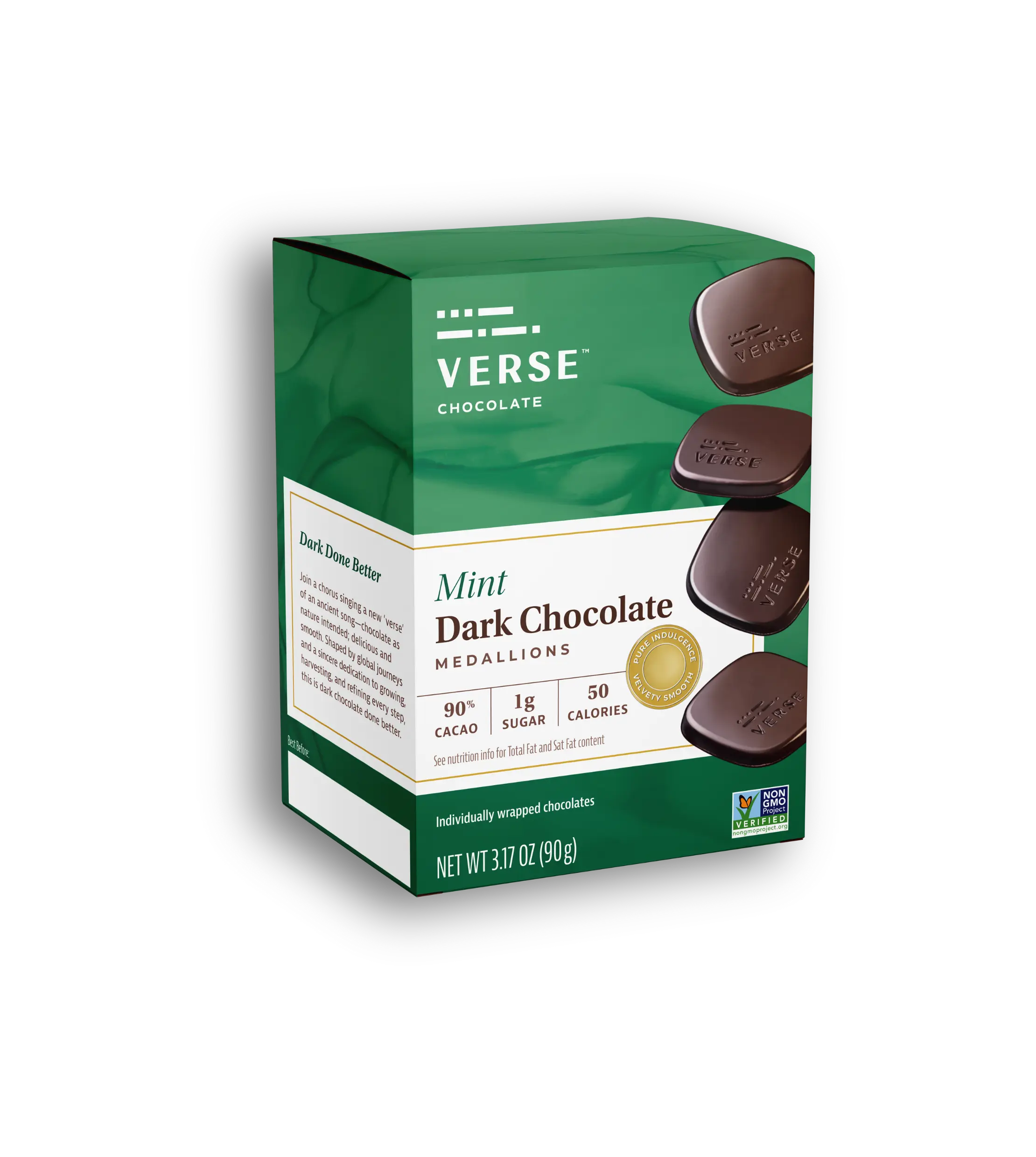 Mint 90% Ultra Dark Chocolate Squares (2PK)