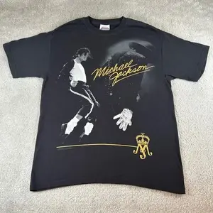 Vintage Michael Jackson T-Shirt Men's Black King of Pop Concert Tour Tee Size M