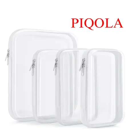 PIQOLA Clear Organizer Storage Box Clear Hard Shell Zipper Case PVC Plastic CLear Storage Containers for Tools & Small Objects Girl Stuff Summer Pool Portable Travel Organizer Set Makeup Organizer Toy Storage Bins High Transparency Diaper Bag M+3S