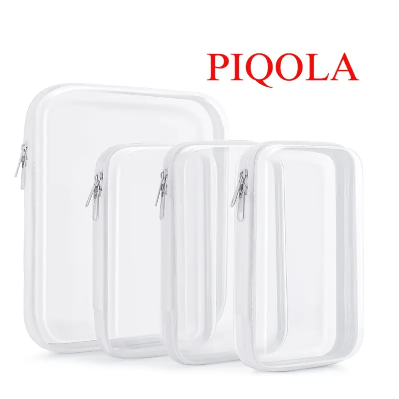 PIQOLA Clear Organizer Storage Box Clear Hard Shell Zipper Case PVC Plastic CLear Storage Containers for Tools & Small Objects Girl Stuff Summer Pool Portable Travel Organizer Set Makeup Organizer Toy Storage Bins High Transparency Diaper Bag M+3S