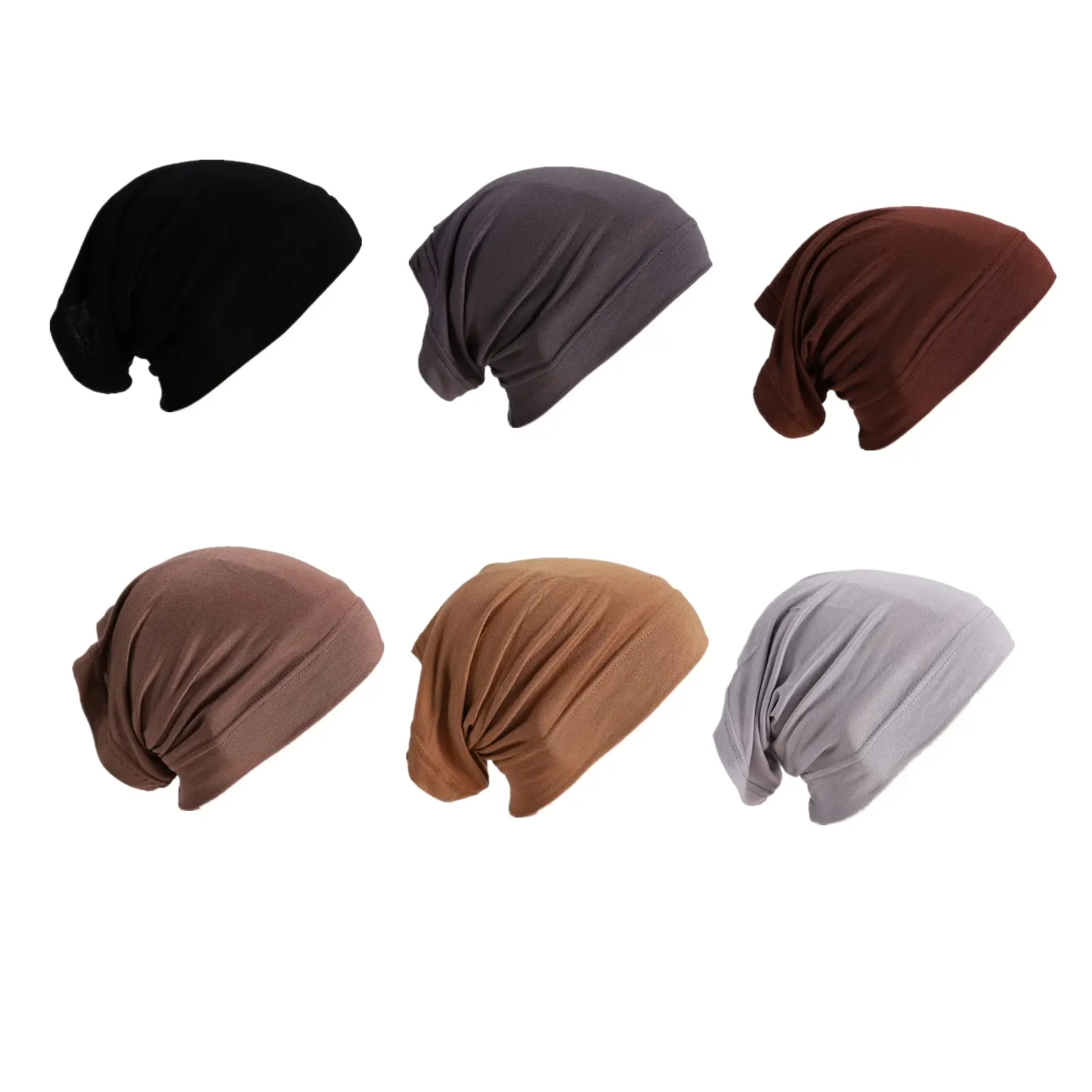 Women's Inner Hijab Caps (6 Pieces) - Islamic Muslim Underscarf Undercap, Soft Jersey Bonnet, Tube Cap, Women's Clothes