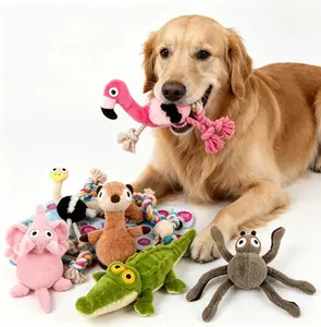 Allforpaws Ultrasonic Plush Dog Toy - Available in Gator, Elephant, Hippo, Spider, Monkey, Flamingo, Squirrel, Ostrich Designs