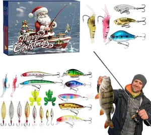 Fly Fisherman's Calendar for Advent 2025 Christmas Fishing Advent Calendar 24 Days Fly Fishing Advent Calendar with 24Pcs Fishing Fly Hooks Fishing Countdown Calendar
