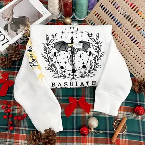 Fourth Wing Embroidered Sweatshirt, Custom Dragon Xaden Riorson, Riders Quadrant Crewneck Fleece Casual Classic Embroidery Hoodie Menswear Sweaters Tops Long Sleeve Underwear Pullover Tropical