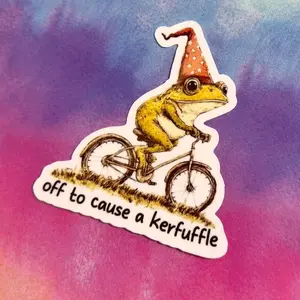 [SALE OFF] Off to cause a kerfuffle sticker, Funny Frog Wizard sticker, Funny Trendy Sticker, Magical Frog, Playful, Sorcerer, Meme sticker, Cute frog