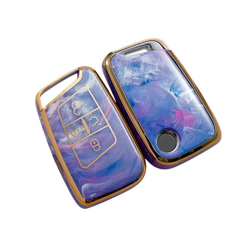 Volkswagen Key Fob Cover Compatible with VW Atlas Golf Alltrack Jetta Passat Tiguan Smart 4 Buttons Key Fob 2018-2022