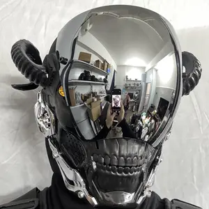 Cyberpunk Mechanical Cool Style Mask, Adjustable Elastic Strap Mask with Breathable Protective Foam Padding, Cosplay Mask, Skeleton Mask