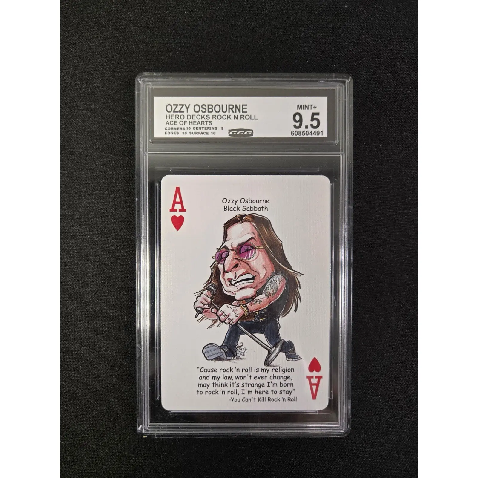 Ozzy Osbourne Hero Deck CCG 9.5 Ace of Hearts Rock N Roll LEGEND