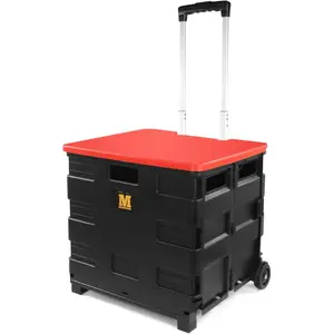Portable Folding Dolly Cart – Collapsible Rolling Utility Cart with Durable Wheels & Extra Storage, Easy-Fold Design for Shopping, Office, Teaching & Travel (Black)