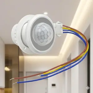 Adjustable 180s Delay Embedded PIR Motion Sensor Auto On/Off Light Switch Energy Saving Indoor Outdoor Wall Mount with Light Sensing for Security